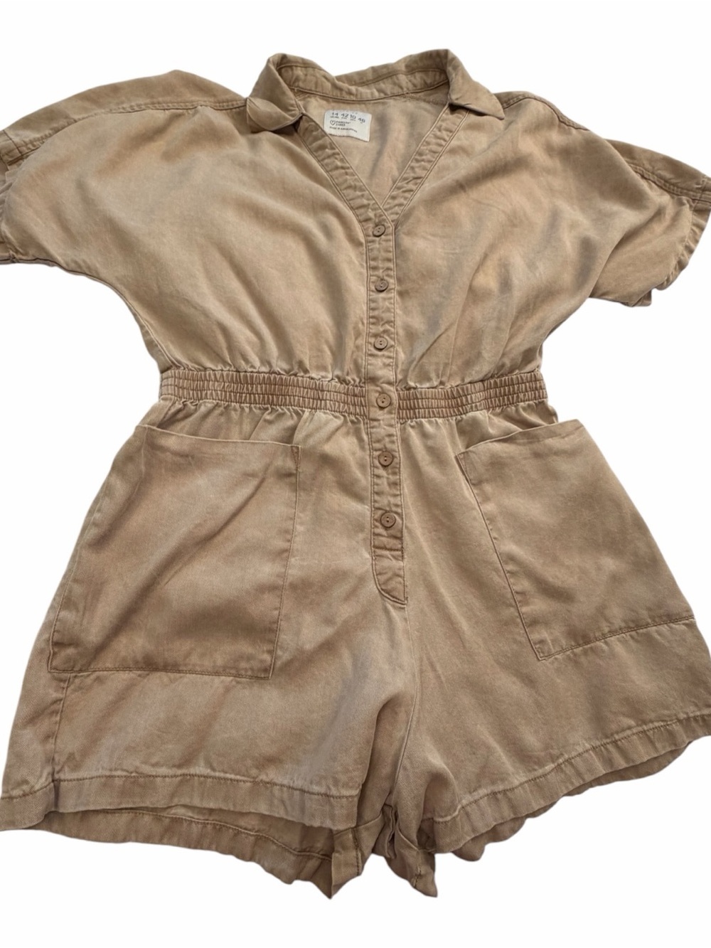 Primark Beige Utility short-sleeve romper / playsuit-Size 10 - Picture 2 of 8